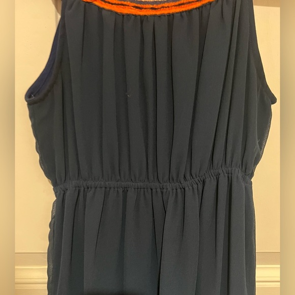 Judith March Anthropologie Navy Dress w/ Patchwork & Yarn Collar Sz Small - Picture 7 of 16